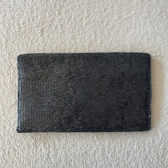 Vintage 1980s Du-Val Black Beaded Envelope Clutch - Picture 12 of 15